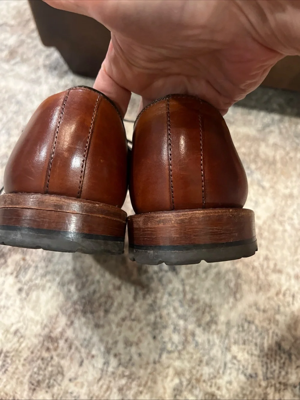 Allen Edmonds Easton  Brown Leather Plain-Toe Dress Shoes Sz 13 Lace Up